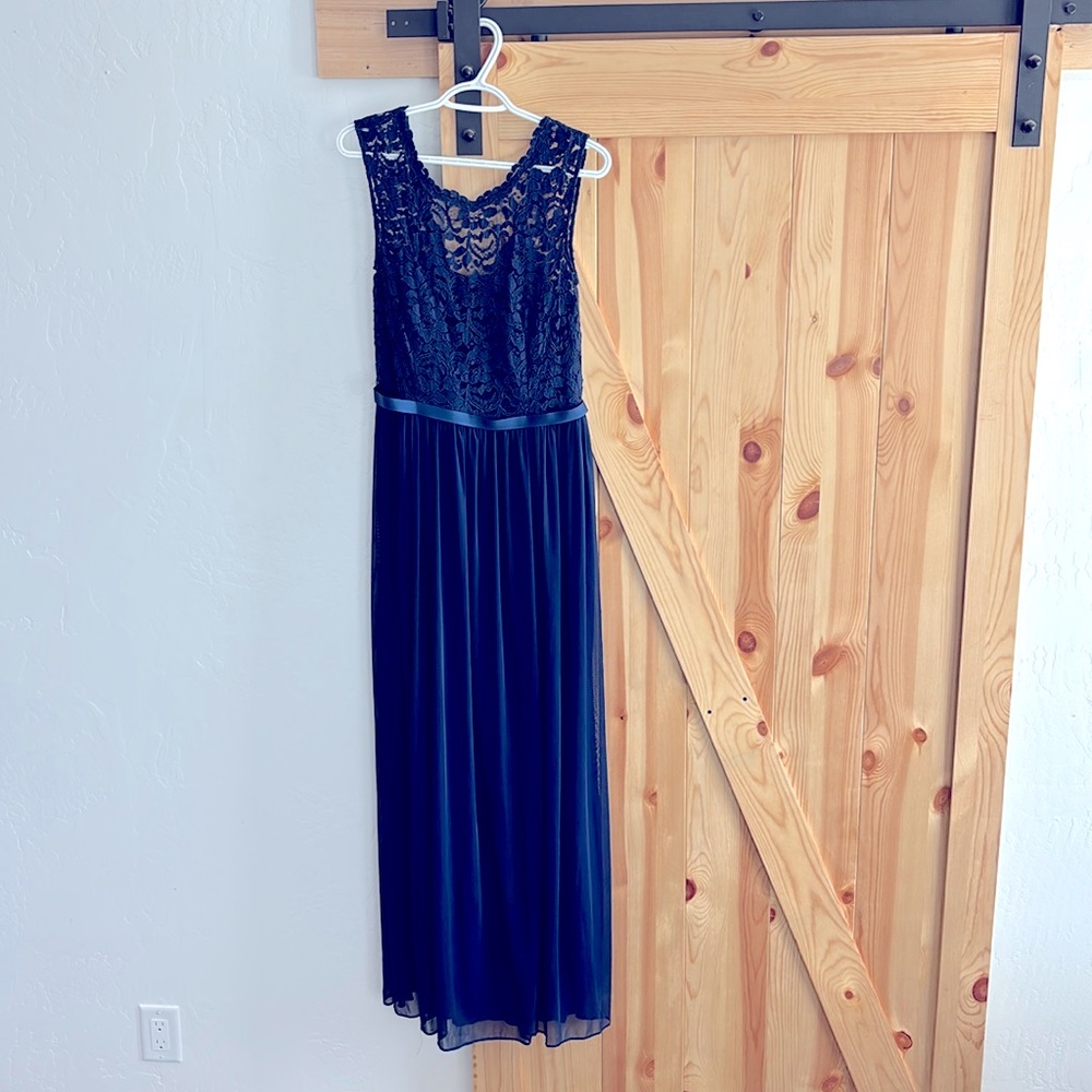 Navy Blue Dress with Laced Bodice